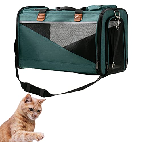 HNDB Katzentragetasche, Haustiertragetasche, atmungsaktive Katzenhandtasche, tragbarer, Faltbarer Katzenreiserucksack, von Fluggesellschaften zugelassene EIN-Schulter-Haustiertasche (Cyan) von HNDB