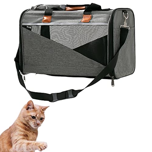 HNDB Katzentragetasche, Haustiertragetasche, atmungsaktive Katzenhandtasche, tragbarer, Faltbarer Katzenreiserucksack, von Fluggesellschaften zugelassene EIN-Schulter-Haustiertasche (Grey) von HNDB