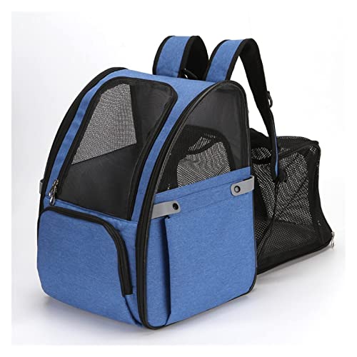 HNDB Katzentragetasche, Haustiertragetasche, tragbar, zusammenklappbar, erweitert Welpentragetasche, Katzenrucksack mit ergonomischer Rückenlehne und Belüftung (Blue) von HNDB