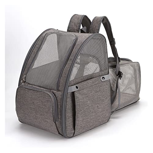 HNDB Katzentragetasche, Haustiertragetasche, tragbar, zusammenklappbar, erweitert Welpentragetasche, Katzenrucksack mit ergonomischer Rückenlehne und Belüftung (Grey) von HNDB