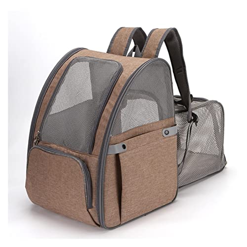 HNDB Katzentragetasche, Haustiertragetasche, tragbar, zusammenklappbar, erweitert Welpentragetasche, Katzenrucksack mit ergonomischer Rückenlehne und Belüftung (Khaki) von HNDB