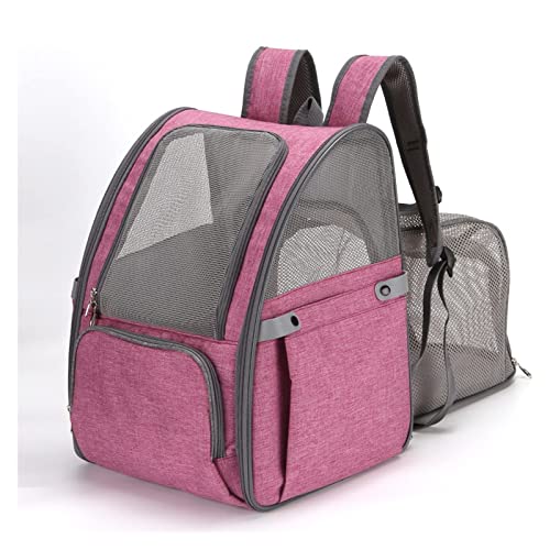 HNDB Katzentragetasche, Haustiertragetasche, tragbar, zusammenklappbar, erweitert Welpentragetasche, Katzenrucksack mit ergonomischer Rückenlehne und Belüftung (Pink) von HNDB
