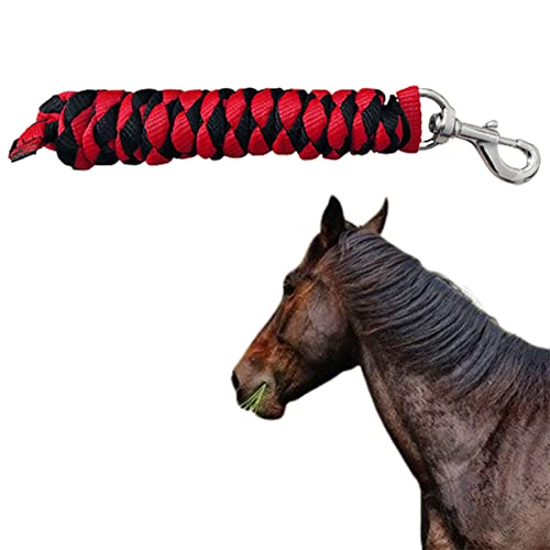HNDB Pferdeführseil, Pferdekopfseil, geflochtener Zaum mit Messingschnalle, Reitausrüstung 2,5 m (Red Black) von HNDB