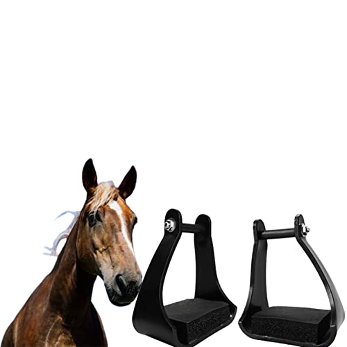 HNDB Steigbügel für Pferde, Flexible Sicherheitssteigbügel, Steigbügel für Westernreiten, Schaumpolster aus Kunststoff, Reitbedarf, für die Reitleistung (Black) von HNDB
