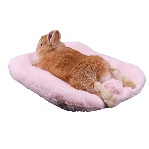 HNDB Warme Weiche Kaninchen Flanell Matte, Kleintiere Kaninchenschwanz Form Bett, Kleintier Plüsch Bett Hamster Meerschweinchen Chinchilla Pad Matte Käfig Liner Kaninchen (L,Pink) von HNDB