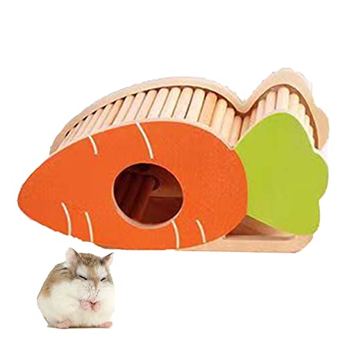 Hamster Versteck Karotte Form, Hamster Kletterspielzeug Holzleiter Hütte Haus Neat Käfig Kleintier Lebensraum Dekor Für Hamster Gerbils Goldbären (M,Orange) von HNDB