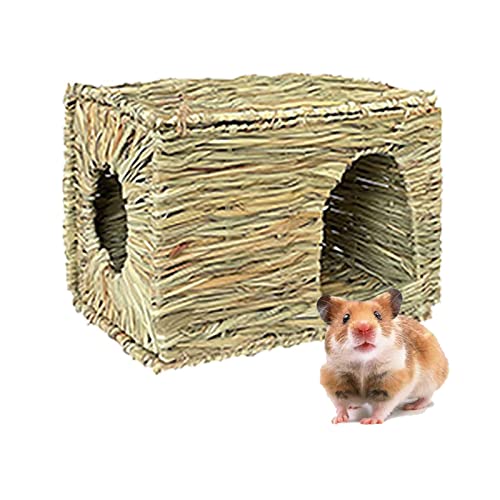 Handmade Rabbit Foldable House, Small Pet Grass House Woven Hay Play House Reed Nest GuineaPig Hamster Bunny Chinchilla Hideout Mat Cage Acessoiry Lapin (M) von HNDB