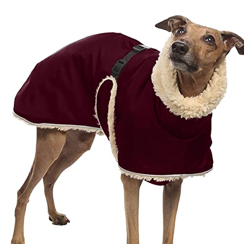 Hund High Kragen Plüsch Mantel, Warme Fleece Weste Haustier Kleidung Jacke Winter Outfit Für Große Und Mittlere Hunde Labrador Golden Retriever Schäferhund (3XL,Burgundy) von HNDB