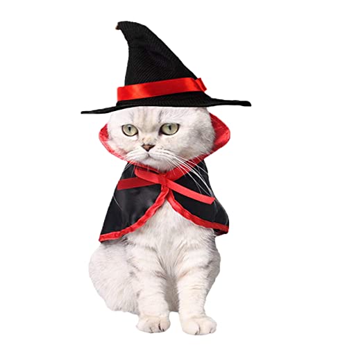 Hunde-Halloween-Kostüm-Set, Kätzchen-Vampir-Outfits, Halloween-Hutanzug, Haustier-Cosplay-Kostüm, für kleine, mittelgroße Hunde und Katzen (Set) von HNDB