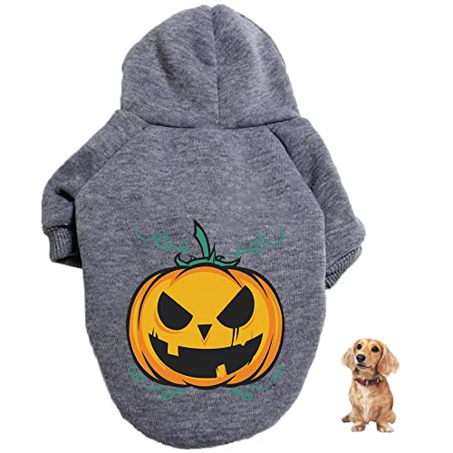 Hunde-Halloween-Kostüme, Haustier-Kürbis-Hoodie, Kätzchen-Polyester-Mantel, Welpen-Halloween-Kleidung, für kleine Hunde und Katzen, Cosplay (L,Gray) von HNDB
