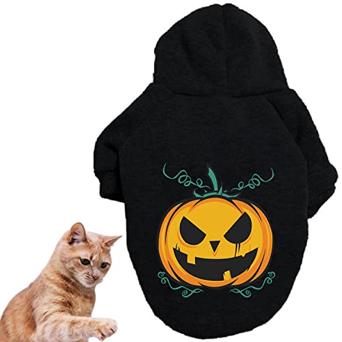 Hunde-Halloween-Kostüme, Haustier-Kürbis-Hoodie, Kätzchen-Polyester-Mantel, Welpen-Halloween-Kleidung, für kleine Hunde und Katzen, Cosplay (S,Black) von HNDB