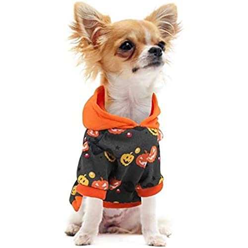 Hunde-Halloween-Kostüme, Haustier-Kürbis-Hoodie-Kleidung, Kätzchen-Fleece-Jacken, Pullover, Mantel, Welpen-Kleidung, für kleine Hunde und Katzen, Cosplay-Dekoration (L) von HNDB