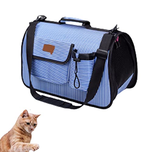 Katzentragerucksack, tragbare, Faltbare, atmungsaktive Haustierhandtasche, multifunktionale Reisekatzentasche, wasserdichte Hundetragetaschen, für Hunde und Katzen (L,Blue) von HNDB