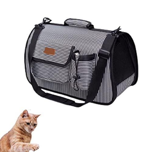Katzentragerucksack, tragbare, Faltbare, atmungsaktive Haustierhandtasche, multifunktionale Reisekatzentasche, wasserdichte Hundetragetaschen, für Hunde und Katzen (L,Grey) von HNDB
