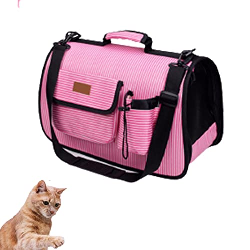Katzentragerucksack, tragbare, Faltbare, atmungsaktive Haustierhandtasche, multifunktionale Reisekatzentasche, wasserdichte Hundetragetaschen, für Hunde und Katzen (L,Pink) von HNDB
