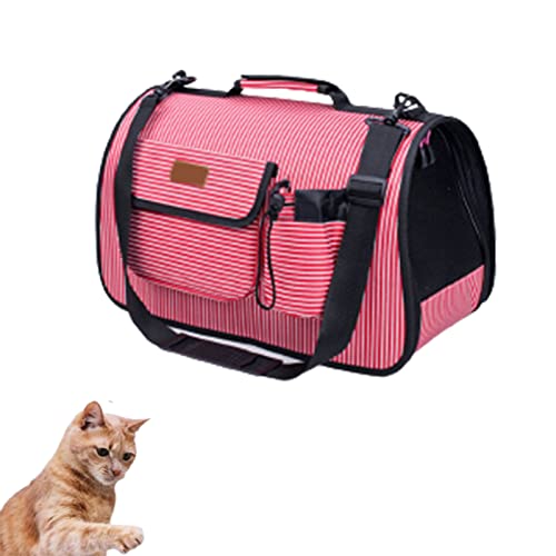 Katzentragerucksack, tragbare, Faltbare, atmungsaktive Haustierhandtasche, multifunktionale Reisekatzentasche, wasserdichte Hundetragetaschen, für Hunde und Katzen (L,Red) von HNDB