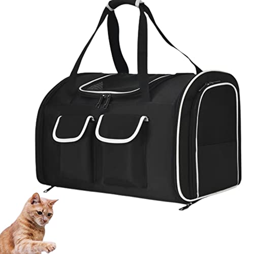 Katzentragerucksack, tragbare transparente, atmungsaktive Hundetasche, multifunktionale Reisekatzentasche mit ergonomischer Rückenlehne und Belüftung für Hunde und Katzen (Black) von HNDB
