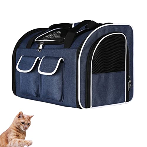 Katzentragerucksack, tragbare transparente, atmungsaktive Hundetasche, multifunktionale Reisekatzentasche mit ergonomischer Rückenlehne und Belüftung für Hunde und Katzen (Blue) von HNDB