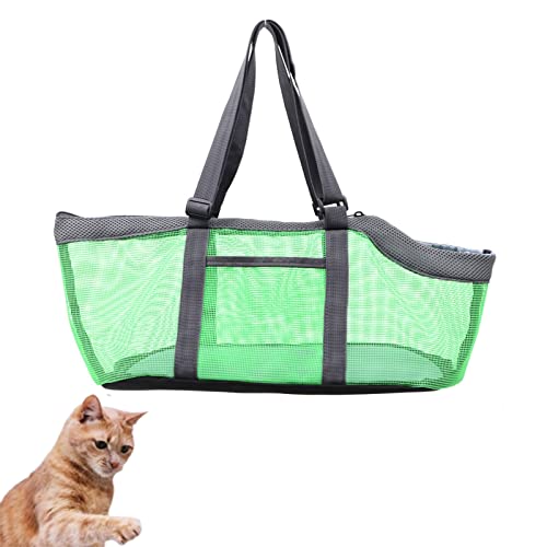Katzentragerucksack,tragbare Haustierhandtasche mit weichen Seiten,multifunktionale Reisekatzentasche,atmungsaktive Hundetragetaschen,für Hunde und Katzen (Gray+Green) von HNDB