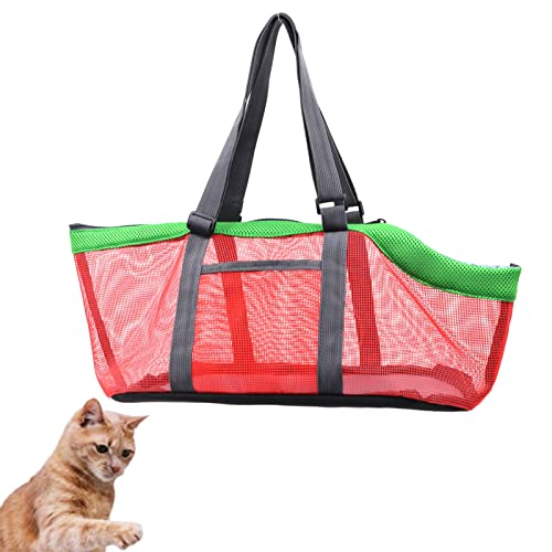 Katzentragerucksack,tragbare Haustierhandtasche mit weichen Seiten,multifunktionale Reisekatzentasche,atmungsaktive Hundetragetaschen,für Hunde und Katzen (Green+Red) von HNDB