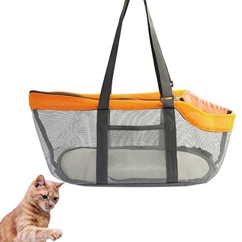 Katzentragerucksack,tragbare Haustierhandtasche mit weichen Seiten,multifunktionale Reisekatzentasche,atmungsaktive Hundetragetaschen,für Hunde und Katzen (Orange+Gray) von HNDB