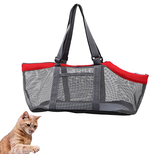 Katzentragerucksack,tragbare Haustierhandtasche mit weichen Seiten,multifunktionale Reisekatzentasche,atmungsaktive Hundetragetaschen,für Hunde und Katzen (Red+Gray) von HNDB