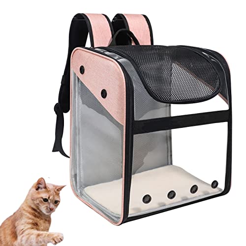 Katzentragetasche, Haustierrucksack, tragbare transparente Hundetaschen, Reisekatzentasche, Haustiertragetasche, Hunderucksack, für Hunde und Katzen (Pink) von HNDB