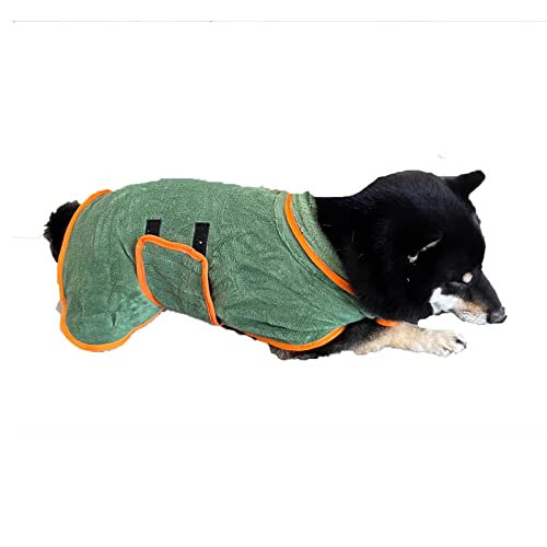 Mikrofaser Hund Bademantel Wearable Pet Badetuch, Super Saugfähige Schnell Trocknende Weiche Einstellbare Hundekleidung Für Mittlere Bis Große Hunde Handtücher (L,Green) von HNDB