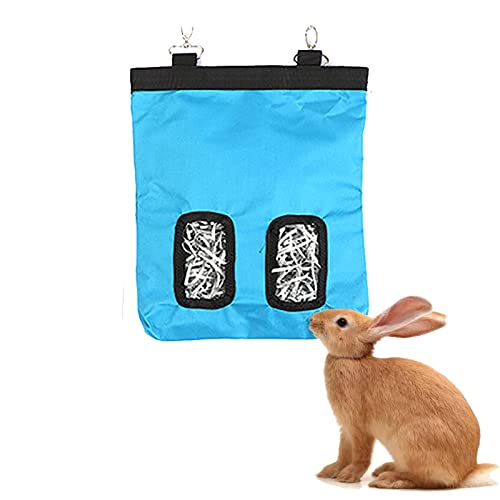 Oxford Cloth Rabbit Hay Bag, Hanging Small Pet Pouch Feeder Feeding Dispenser Container Für Meerschweinchen Kaninchen Hamster Bunny Accessoires Lapin (S,Blue) von HNDB