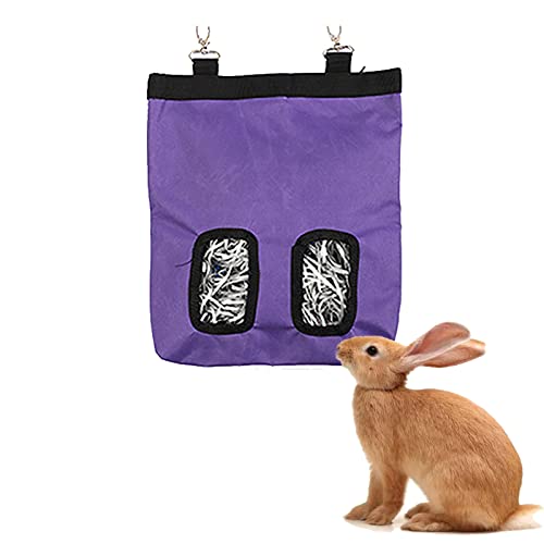Oxford Cloth Rabbit Hay Bag, Hanging Small Pet Pouch Feeder Feeding Dispenser Container Für Meerschweinchen Kaninchen Hamster Bunny Accessoires Lapin (S,Purple) von HNDB