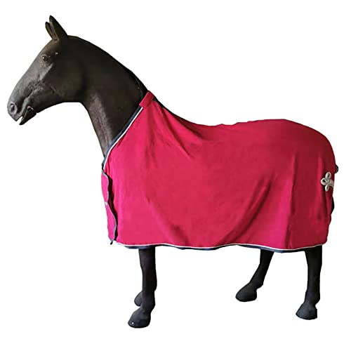 Pferd Fleece Decke, Rocker Fleece Tuch Für Pferd Im Herbst Winter, Leichte Pferdedecke Outdoor Decken Wintermantel (155cm,Red) von HNDB