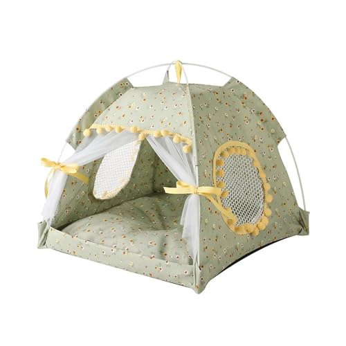 Tipi Zelt für Haustiere Haustier Hund Zelt Haus Blumen Druck Geschlossenen Katze Zelt Bett Innen Klapp Tragbare Komfortable Kätzchen Bett Zwinger for Kleine Haustiere (Color : C, Size : M) von HNEJA