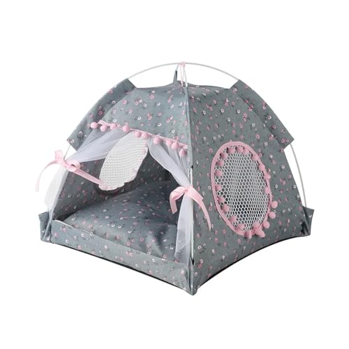 Tipi Zelt für Haustiere Haustier Hund Zelt Haus Blumen Druck Geschlossenen Katze Zelt Bett Innen Klapp Tragbare Komfortable Kätzchen Bett Zwinger for Kleine Haustiere (Color : F, Size : L) von HNEJA