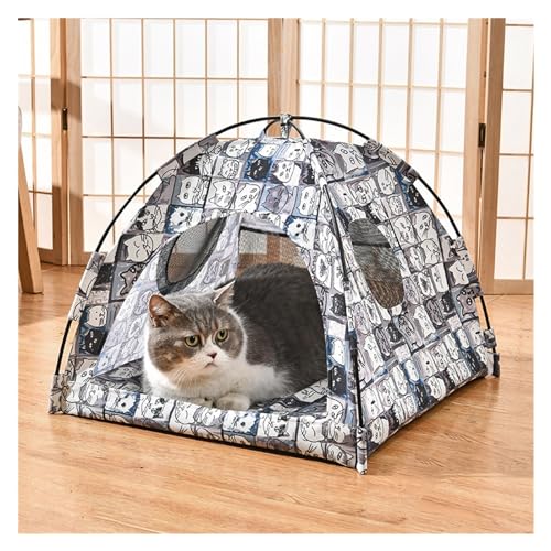 Tipi Zelt für Haustiere Haustier Hund Zelt Haus Blumen Druck Geschlossenen Katze Zelt Bett Innen Klapp Tragbare Komfortable Kätzchen Bett Zwinger for Kleine Haustiere (Color : K, Size : L) von HNEJA