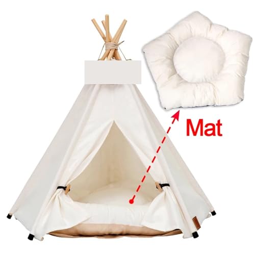 Tipi Zelt für Haustiere Haustier-Zelthaus, Katzenbett, tragbares Tipi mit dickem Kissen for Hunde- und Welpenausflüge im Innen- und Außenbereich (Color : A, Size : L) von HNEJA