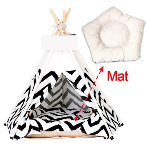 Tipi Zelt für Haustiere Haustier-Zelthaus, Katzenbett, tragbares Tipi mit dickem Kissen for Hunde- und Welpenausflüge im Innen- und Außenbereich (Color : B, Size : L) von HNEJA