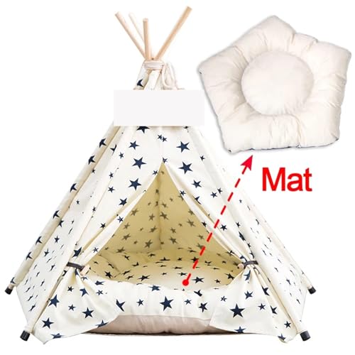 Tipi Zelt für Haustiere Haustier-Zelthaus, Katzenbett, tragbares Tipi mit dickem Kissen for Hunde- und Welpenausflüge im Innen- und Außenbereich (Color : C, Size : L) von HNEJA