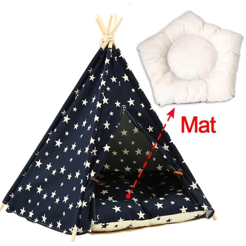 Tipi Zelt für Haustiere Haustier-Zelthaus, Katzenbett, tragbares Tipi mit dickem Kissen for Hunde- und Welpenausflüge im Innen- und Außenbereich (Color : D, Size : M) von HNEJA