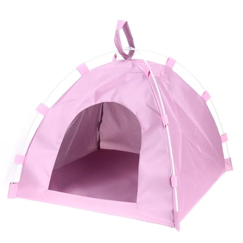 Tipi Zelt für Haustiere Hundekäfig, Hundehaus, Zwinger, wasserdicht, Oxford-Zelt for Hunde und Katzen, weiches, bequemes Klappbett, tragbar, niedliches Tiernest, Haustierprodukte (Color : Pink) von HNEJA