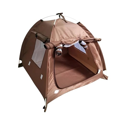 Tipi Zelt für Haustiere Outdoor Haustier Zelt Tragbare Atmungsaktive Falten Welpen Zwinger Ausflug Käfig Oxford Tuch Nest Hund Katze Haus (Color : Brown, Size : L) von HNEJA