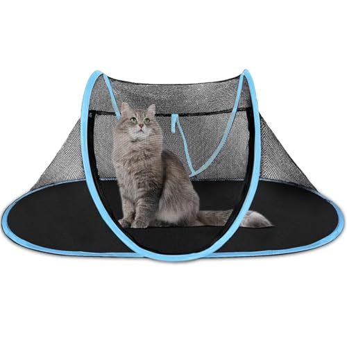 Tipi Zelt für Haustiere Tragbare Falten Haustier Zelt Häuser Katzen Hund Haus Haustier Käfig for Katze Zelt Welpen Zwinger Einfache Bedienung Zaun Im Freien Hunde (Color : Blue) von HNEJA