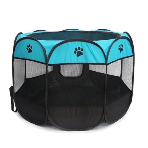 Tipi Zelt für Haustiere Tragbare Falten Haustier Zelt Hund Haus Achteckigen Käfig for Katze Zelt Welpen Zwinger Einfache Bedienung Zaun Im Freien Große Hunde Haus (Color : Blue, Size : S) von HNEJA