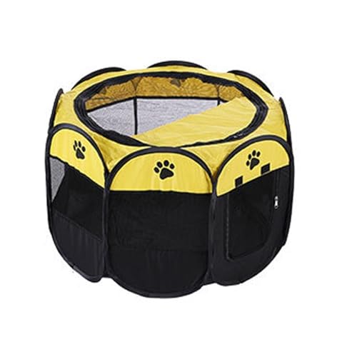 Tipi Zelt für Haustiere Tragbare Falten Haustier Zelt Hund Haus Achteckigen Käfig for Katze Zelt Welpen Zwinger Einfache Bedienung Zaun Im Freien Große Hunde Haus (Color : Yellow, Size : S) von HNEJA