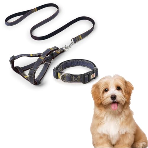 Hundegeschirr aus Baumwollhanf, 3-teiliges Set, Geschirr für Hunde, nachhaltig, leicht und ausbruchsicher, Easy Walk Hundegeschirr für Welpen, kleine, mittelgroße und große Hunde, sehr einfach zu Hundegeschirr aus Baumwollhanf, 3-teiliges Set, Geschirr für Hunde, nachhaltig, leicht und ausbruchsicher, Easy Walk Hundegeschirr für Welpen, kleine, mittelgroße und große Hunde, sehr einfach zu von HNFKOZ
