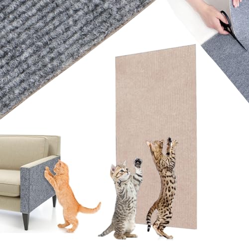 Asisumption Cat Scratching Mat - Protecting Furniture, 39.5/78.8/118.1in Cat Scratch Mat, Trimmable Self-Adhesive Cat Couch Protector, Climbing Cat Scratcher for Furniture (Beige,15.7x118.1in) von HNFYSMQL