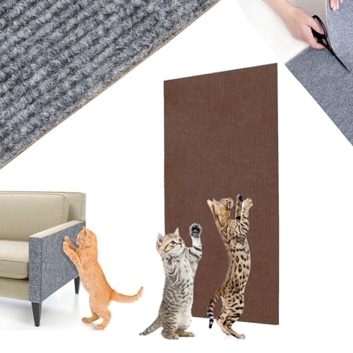 Asisumption Cat Scratching Mat - Protecting Furniture, 39.5/78.8/118.1in Cat Scratch Mat, Trimmable Self-Adhesive Cat Couch Protector, Climbing Cat Scratcher for Furniture (Brown,15.7x118.1in) von HNFYSMQL