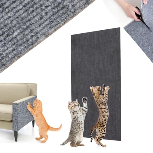 Asisumption Cat Scratching Mat - Protecting Furniture, 39.5/78.8/118.1in Cat Scratch Mat, Trimmable Self-Adhesive Cat Couch Protector, Climbing Cat Scratcher for Furniture (Dark Gray,15.7x118.1in) von HNFYSMQL