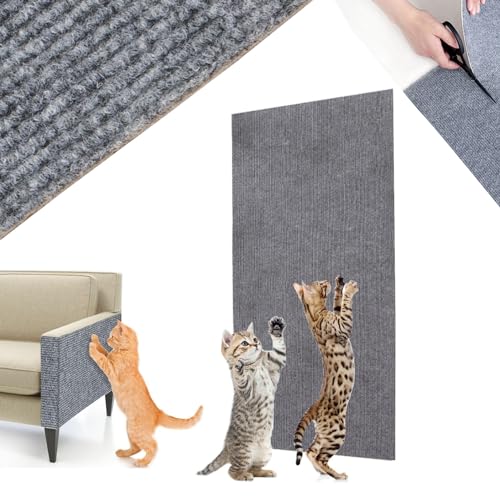Asisumption Kratzmatte für Katzen, schützt Möbel, 100 cm, 78,8 cm, 300 cm, zuschneidbar, selbstklebend, Katzen-Couchschutz, Kletterkatzenkratzer für Möbel (Hellgrau, 39,9 x 200,2 cm) von HNFYSMQL