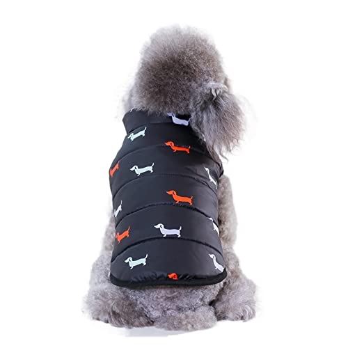 HNFYSMQL Haustier-Hundemantel, kleine Hundekleidung, warme Hundejacke, Welpen-Outfit, Hundemantel-Kleidung (Color : Black Dog, Size : M) von HNFYSMQL