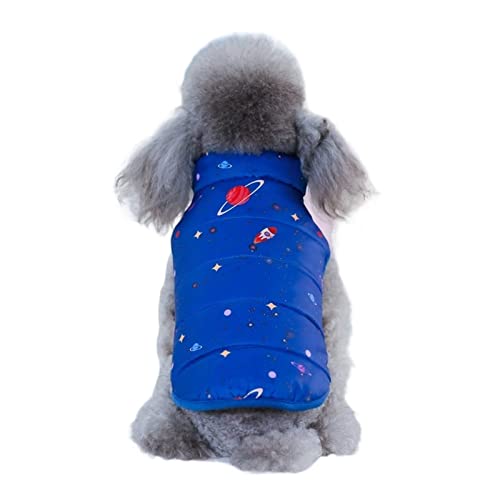 HNFYSMQL Haustier-Hundemantel, kleine Hundekleidung, warme Hundejacke, Welpen-Outfit, Hundemantel-Kleidung (Color : Blue Universe, Size : L) von HNFYSMQL